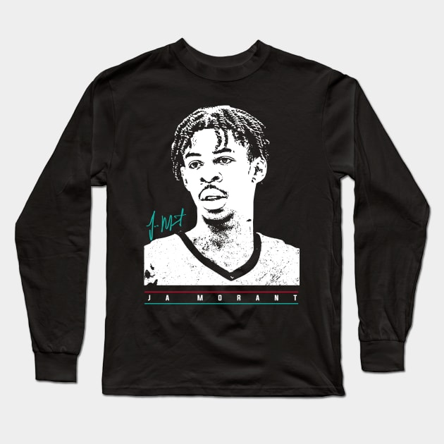 Ja Morant Headshot Long Sleeve T-Shirt by lockdownmnl09